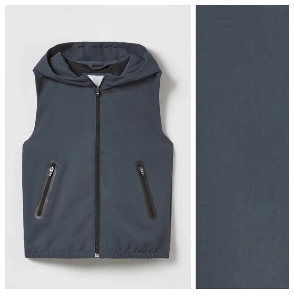 NWT. Zara Kids Anthracite Grey Sports Hooded Vest. Size 13-14.